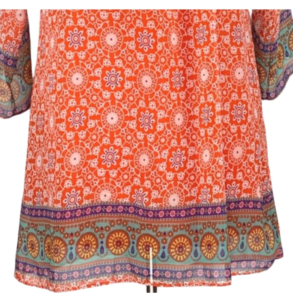GB Girl Orange Lightweight Geometric Cold Shoulder Dress Youth size X-Large - Picture 10 of 15